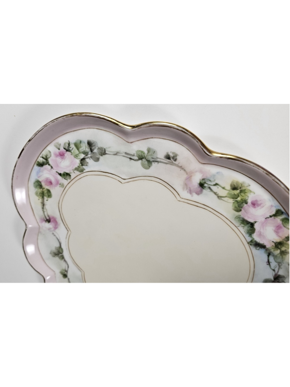 Antique GDA Limoges France Vanity Tray Hand Painted Pink Roses Gold Trim 1900 - Picture 10 of 15